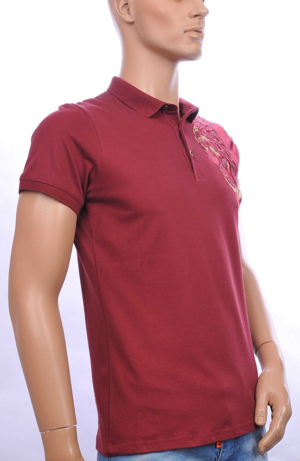 Les Designers Polo T-Shirt met geborduurde tijgerkop Bordeaux