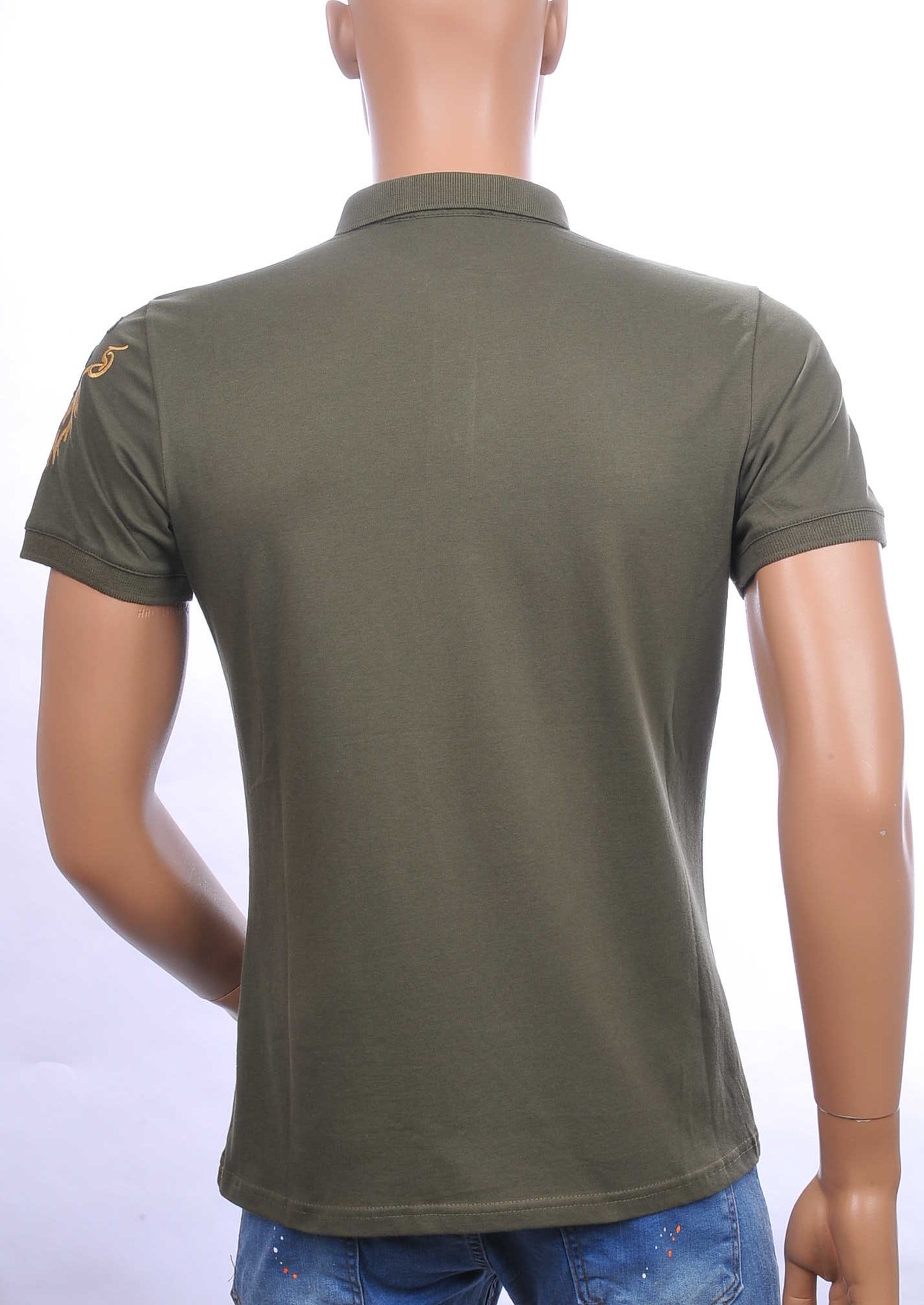 Les Designers Polo T-Shirt met geborduurde tijgerkop Khaki