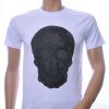 By Bugotti Trendy Ronde Hals Heren Skull T-shirt met Steentjes Print - Wit
