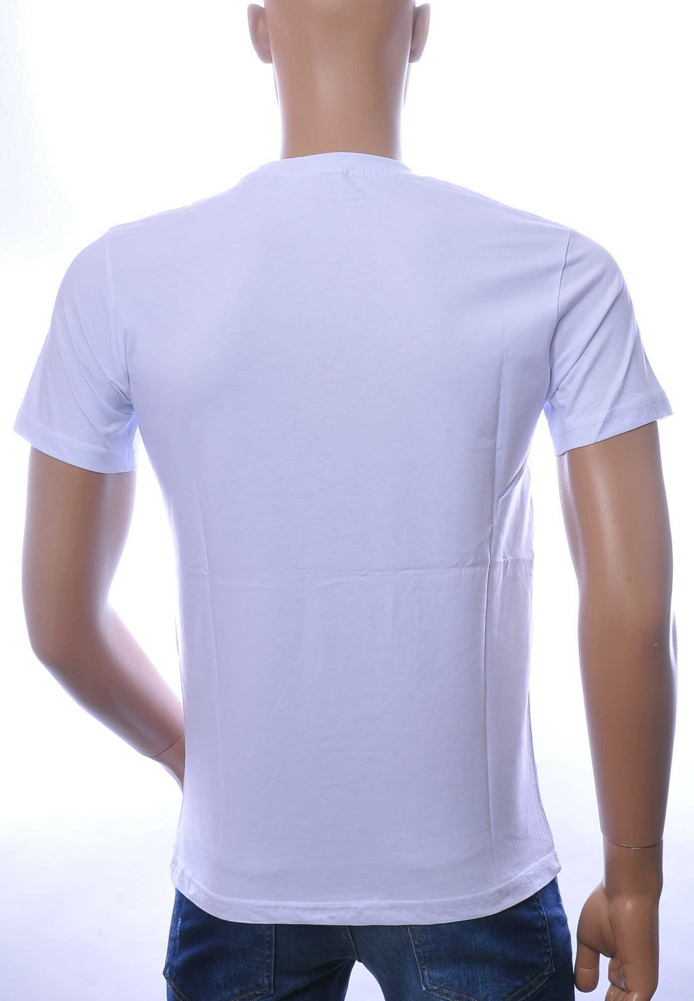 By Bugotti Trendy Ronde Hals Heren Skull T-shirt met Steentjes Print - Wit