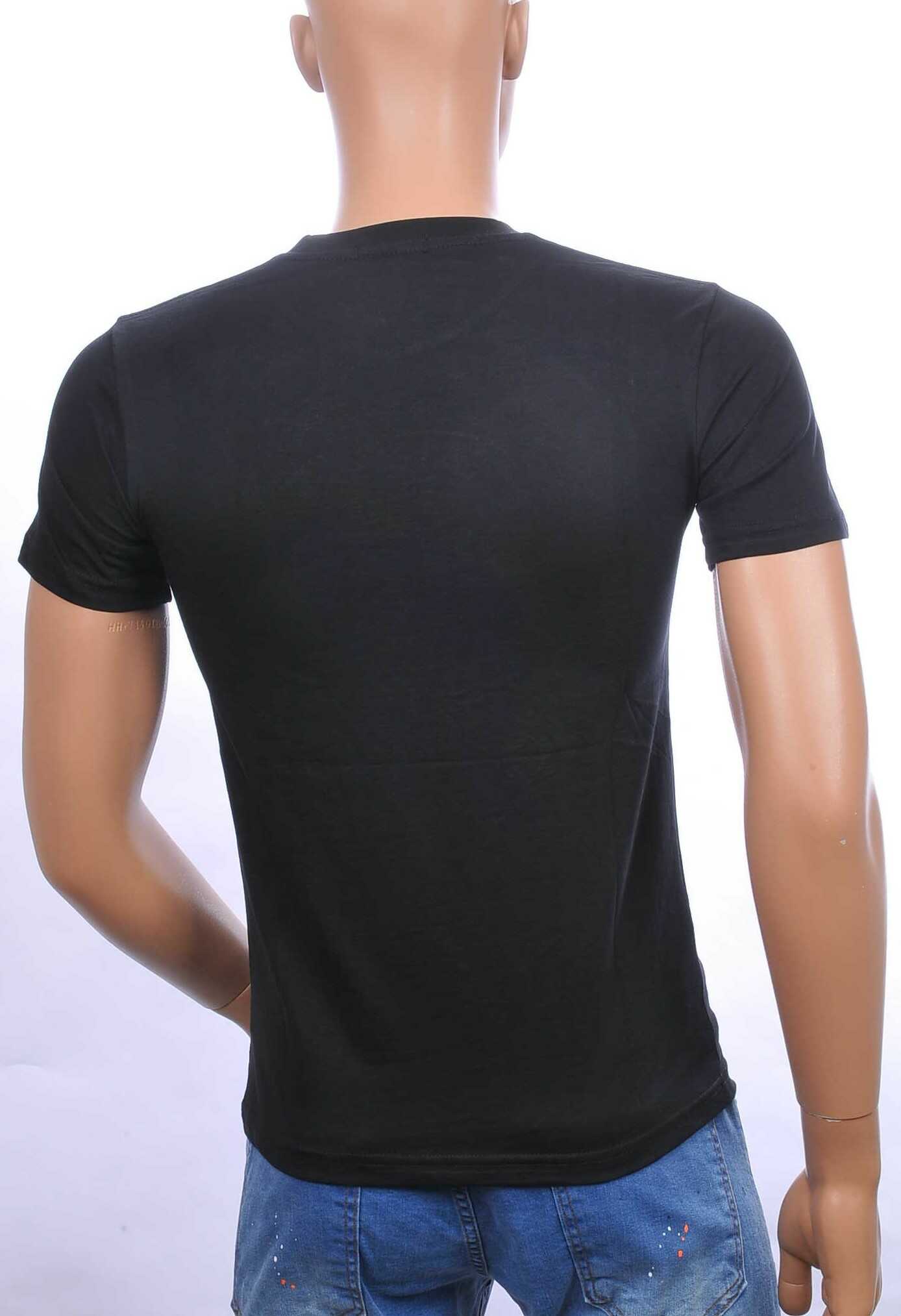 By Bugotti Trendy Ronde Hals Heren Skull T-shirt met Steentjes Print - Zwart