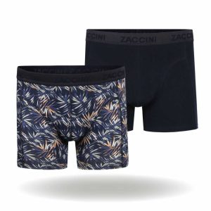 Zaccini 2-Pack Allover Palmbomen Motieven Heren Boxershorts – Navy Blauw | Comfortabele heren boxers met tropisch design