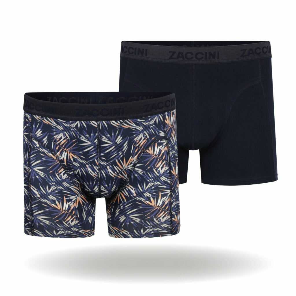 Zaccini 2-Pack Allover Palmbomen Motieven Heren Boxershorts – Navy Blauw | Comfortabele heren boxers met tropisch design