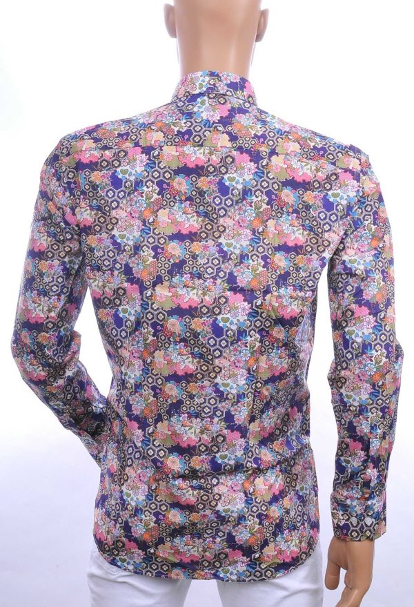 CORRINO trendy allover bloemen dessin slim fit heren overhemd Paars