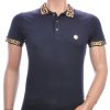 Ci-Borg trendy heren polo T-shirt met leeuwenkop badge Navy
