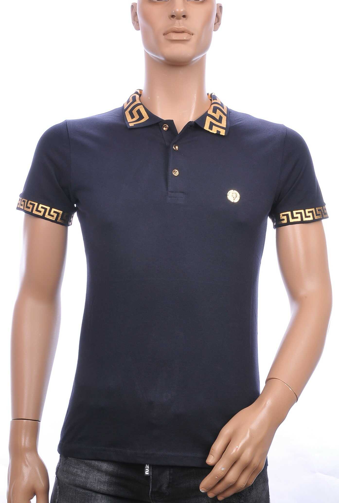 Ci-Borg trendy heren polo T-shirt met leeuwenkop badge Navy