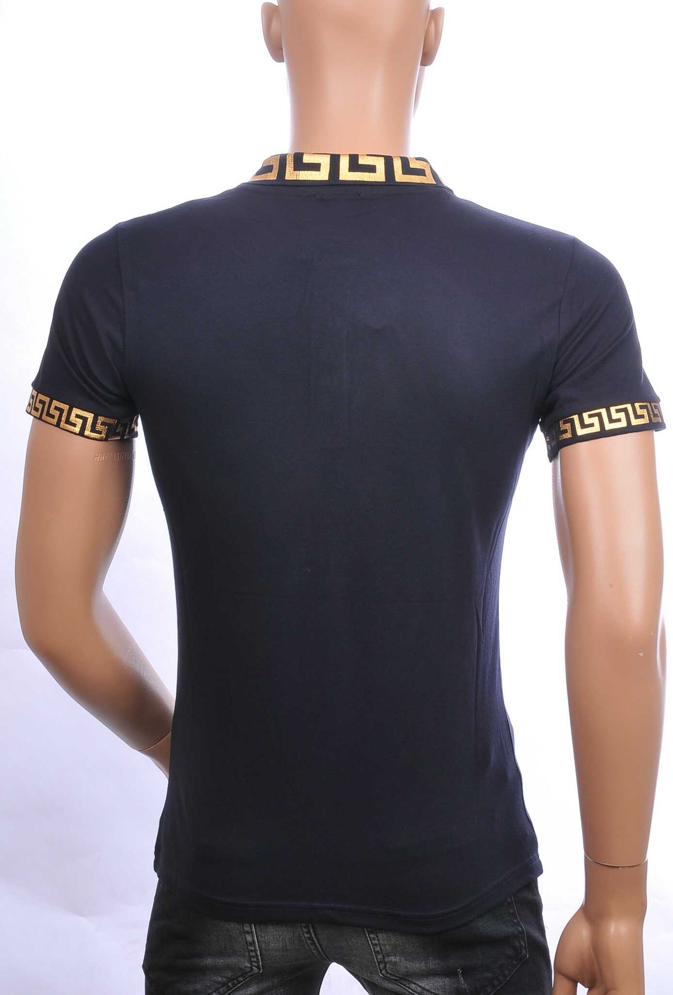 Ci-Borg trendy heren polo T-shirt met leeuwenkop badge Navy