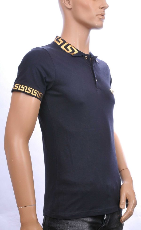 Ci-Borg trendy heren polo T-shirt met leeuwenkop badge Navy
