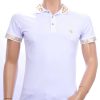 Ci-Borg trendy heren polo T-shirt met leeuwenkop badge Wit