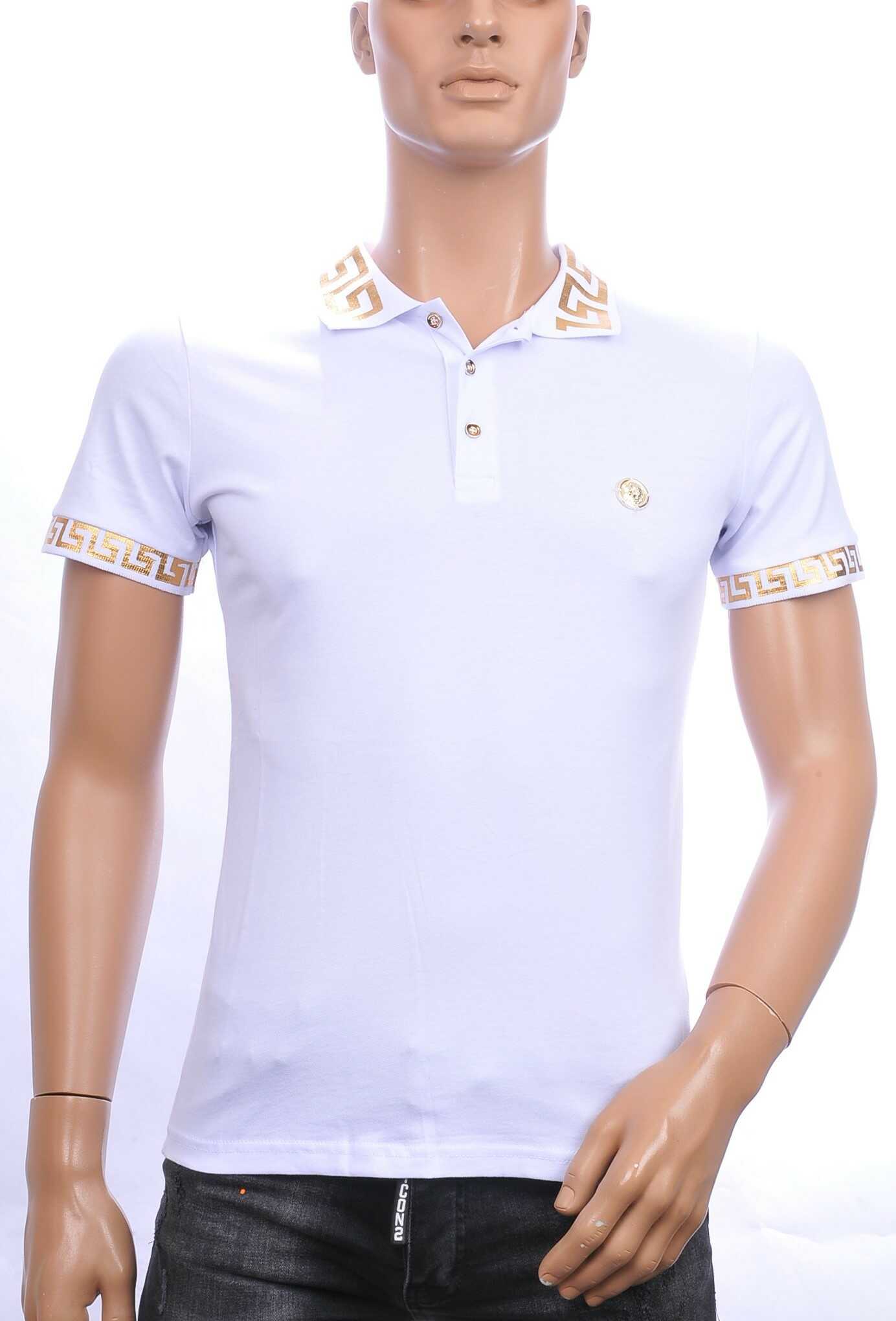 Ci-Borg trendy heren polo T-shirt met leeuwenkop badge Wit
