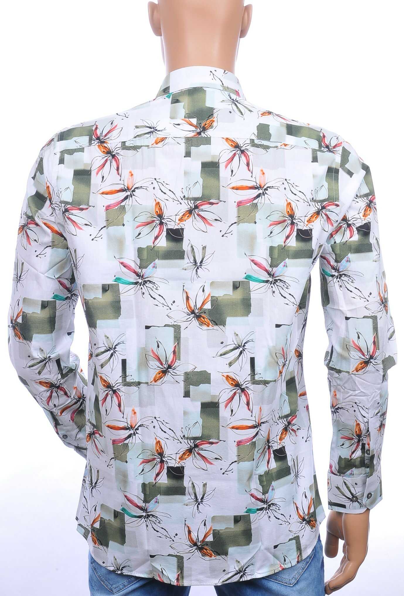 Corrino slim fit allover kleurrijk bloemen dessin heren overhemd Groen
