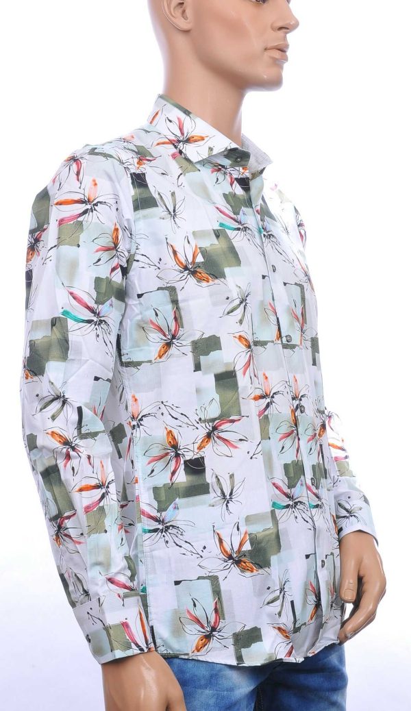 Corrino slim fit allover kleurrijk bloemen dessin heren overhemd Groen