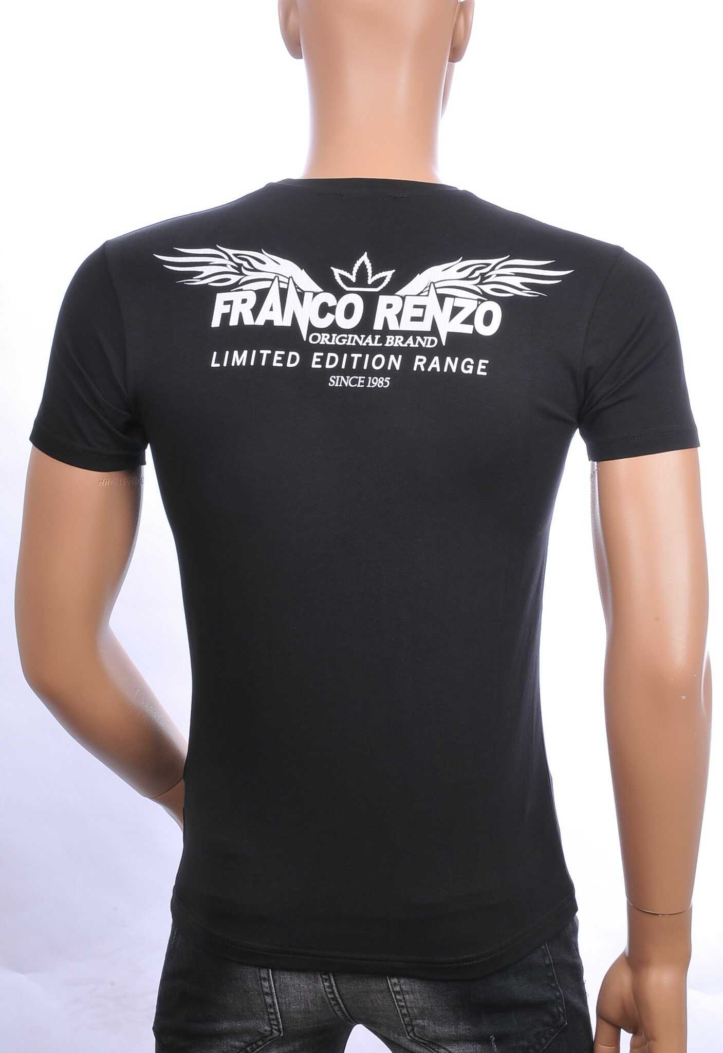 FRANCO RENZO Trendy Slim Fit Ronde Hals Heren T-shirt met Tijger Print - Zwart