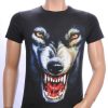 FRANCO RENZO trendy ronde hals heren T-shirt met wild wolf print Zwart