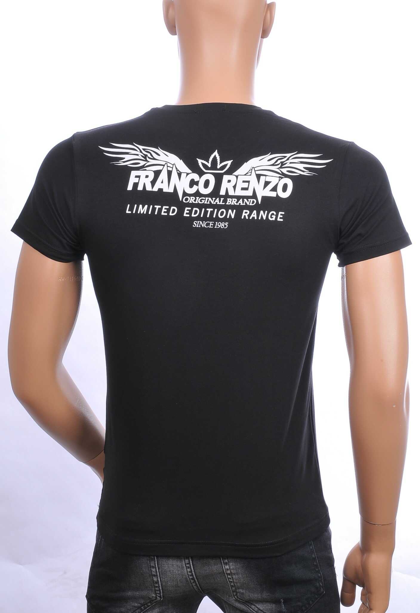 FRANCO RENZO trendy ronde hals heren T-shirt met wild wolf print Zwart