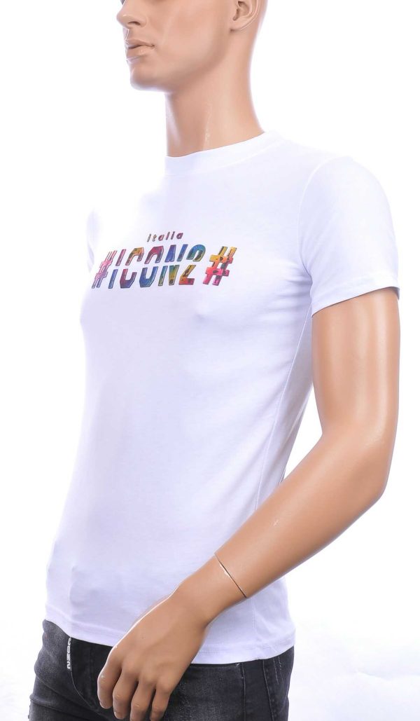 ICON2 trendy ronde hals heren T-shirt met 3D letters Wit