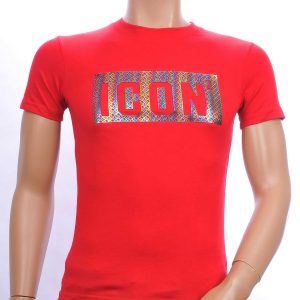 ICON2 trendy ronde hals heren T-shirt met ICON letters Rood