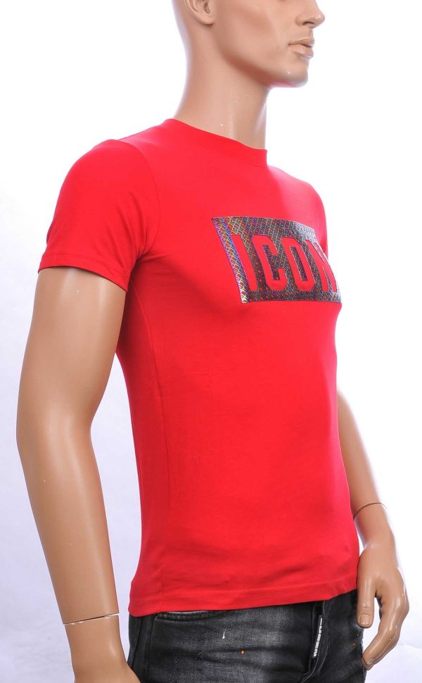 ICON2 trendy ronde hals heren T-shirt met ICON letters Rood