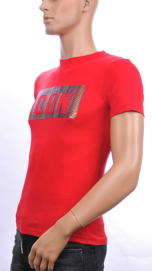 ICON2 trendy ronde hals heren T-shirt met ICON letters Rood