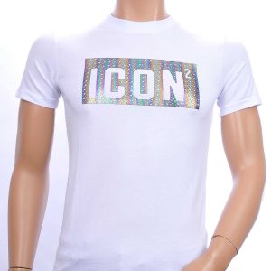 ICON2 trendy ronde hals heren T-shirt met ICON letters Wit
