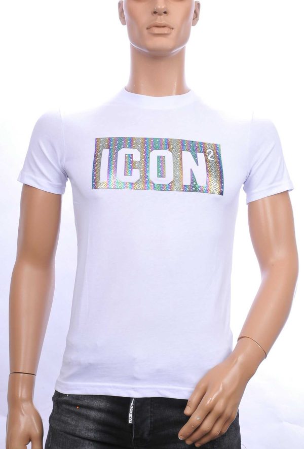 ICON2 trendy ronde hals heren T-shirt met ICON letters Wit
