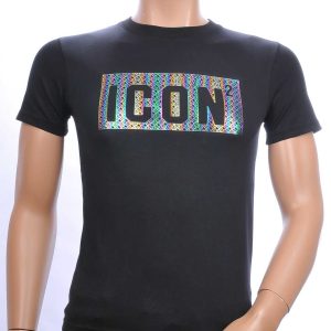 ICON2 trendy ronde hals heren T-shirt met ICON letters Zwart