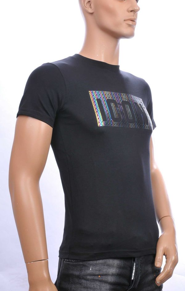 ICON2 trendy ronde hals heren T-shirt met ICON letters Zwart