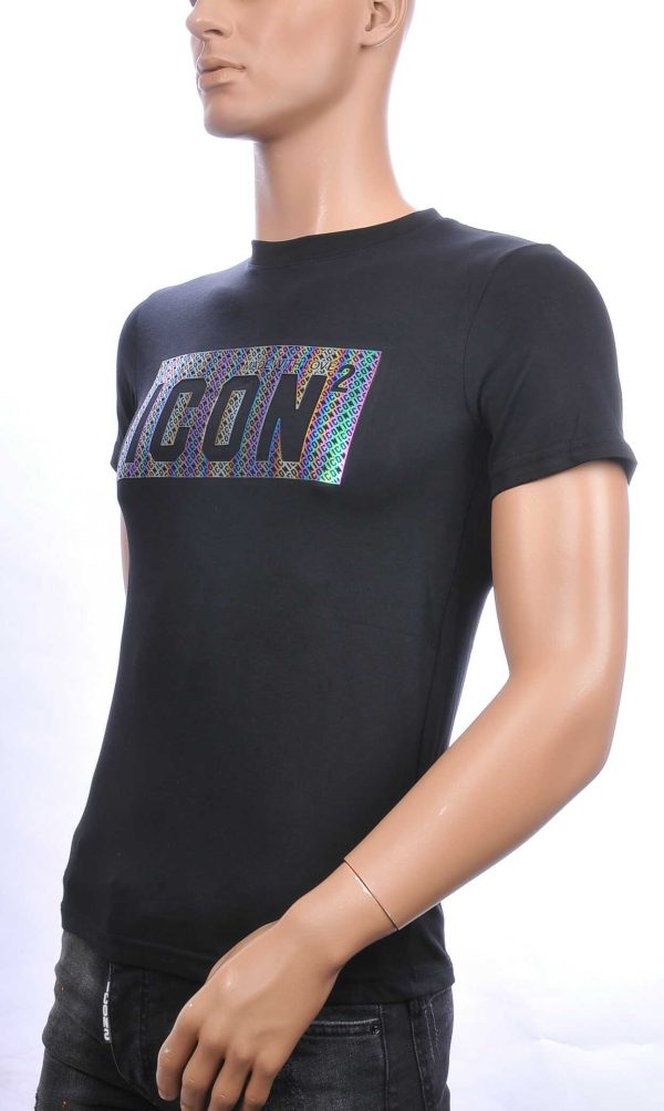 ICON2 trendy ronde hals heren T-shirt met ICON letters Zwart