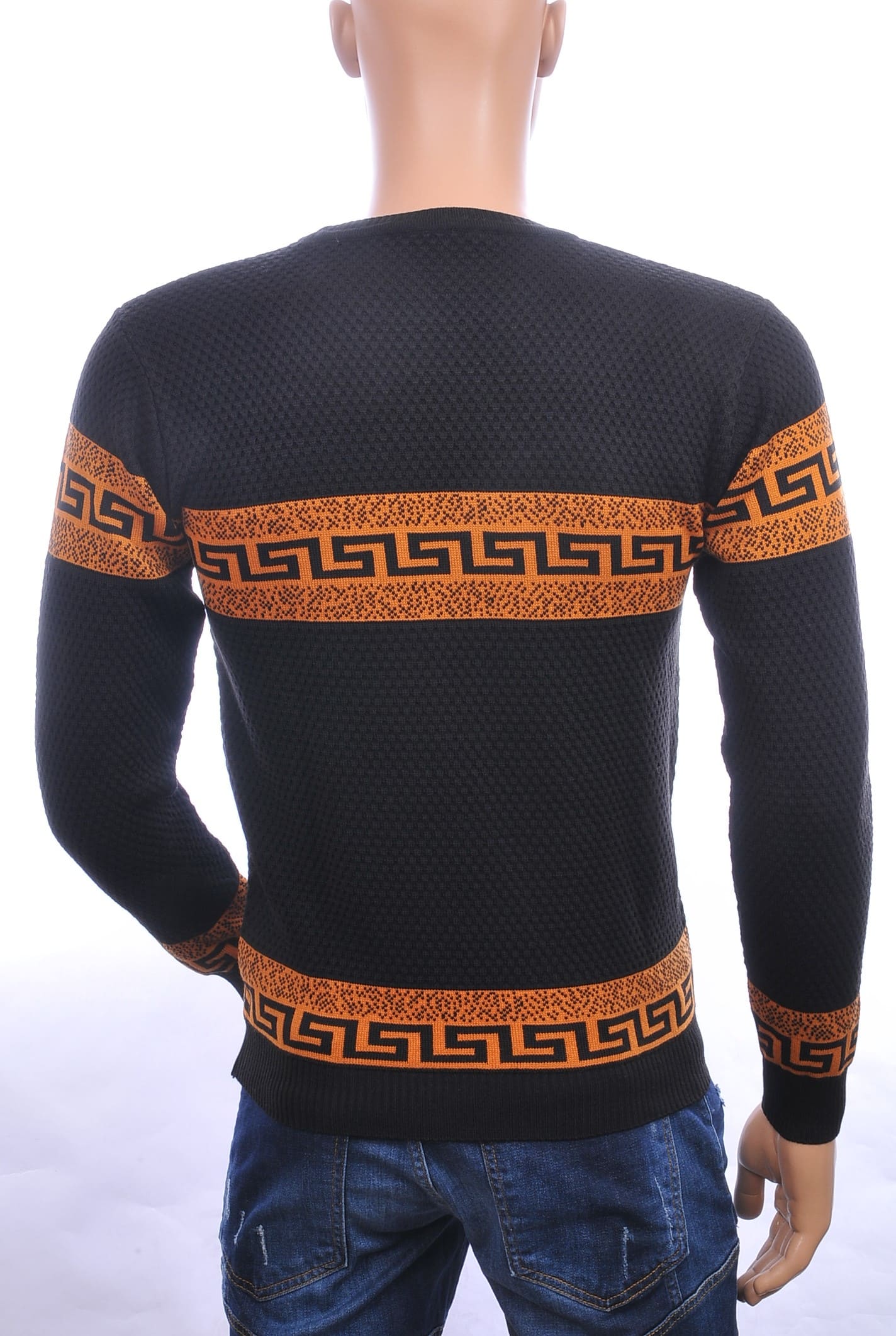 CI-BORG Trendy Slim Fit Allover Modern Dessin Ronde Hals Dunne Heren Trui – Bruin