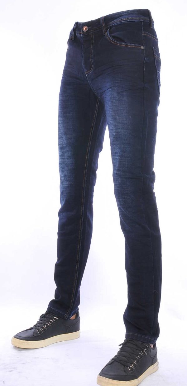 JAYLVIS regular fit stretch heren jeans met contrast kleur stiksels Blauw