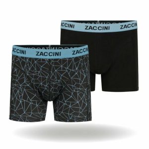 Zaccini 2-pack Perfect Fit Allover Triangles Motieven Boxershorts – Zwart