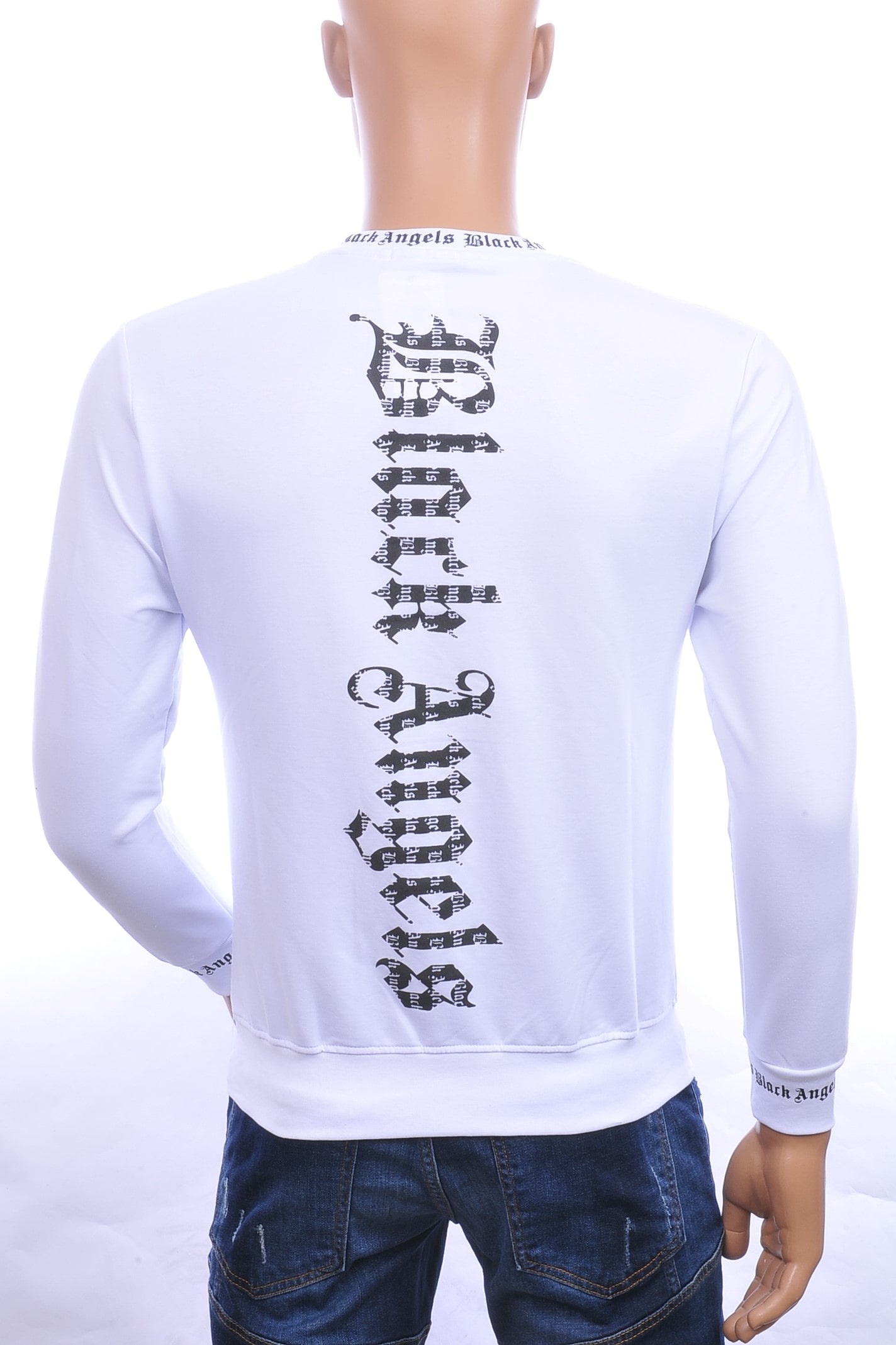 BY BUGOTTI trendy ronde hals Black Angels heren sweatshirt Wit