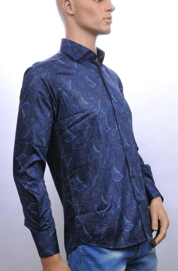 CORRINO slim fit allover paisley dessin heren overhemd Navy