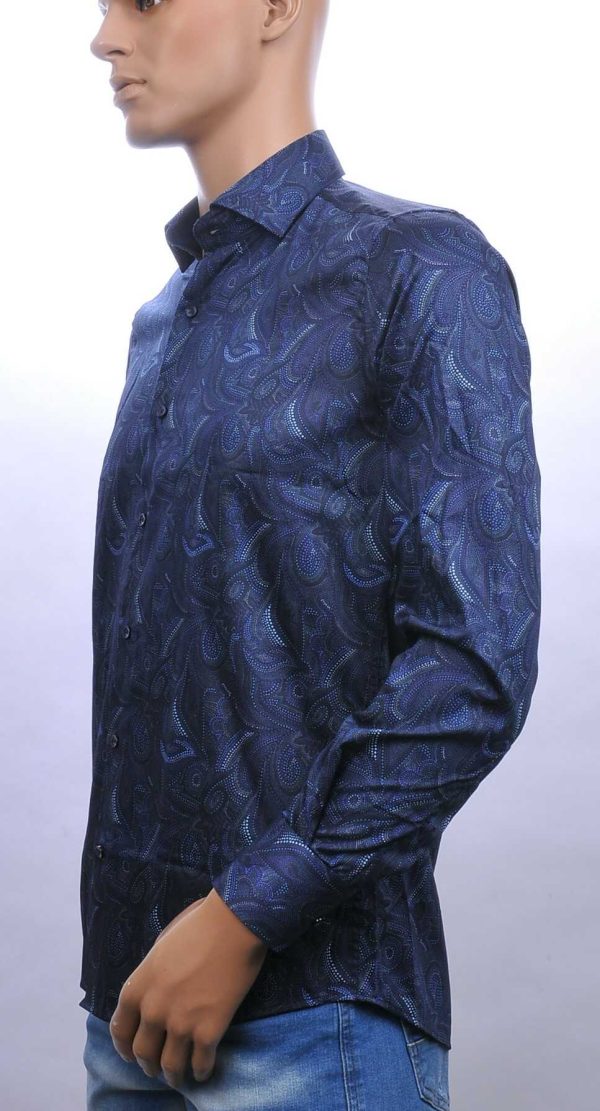 CORRINO slim fit allover paisley dessin heren overhemd Navy