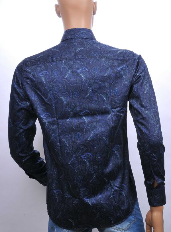 CORRINO slim fit allover paisley dessin heren overhemd Navy