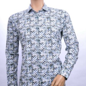 CORRINO slim fit allover rondjes dessin heren overhemd Groen