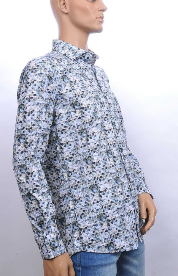 CORRINO slim fit allover rondjes dessin heren overhemd Groen