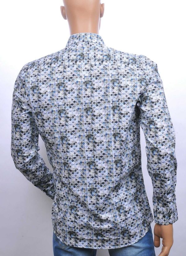 CORRINO slim fit allover rondjes dessin heren overhemd Groen
