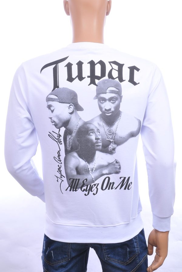 BY BUGOTTI trendy ronde hals TUPAC heren sweatshirt Wit