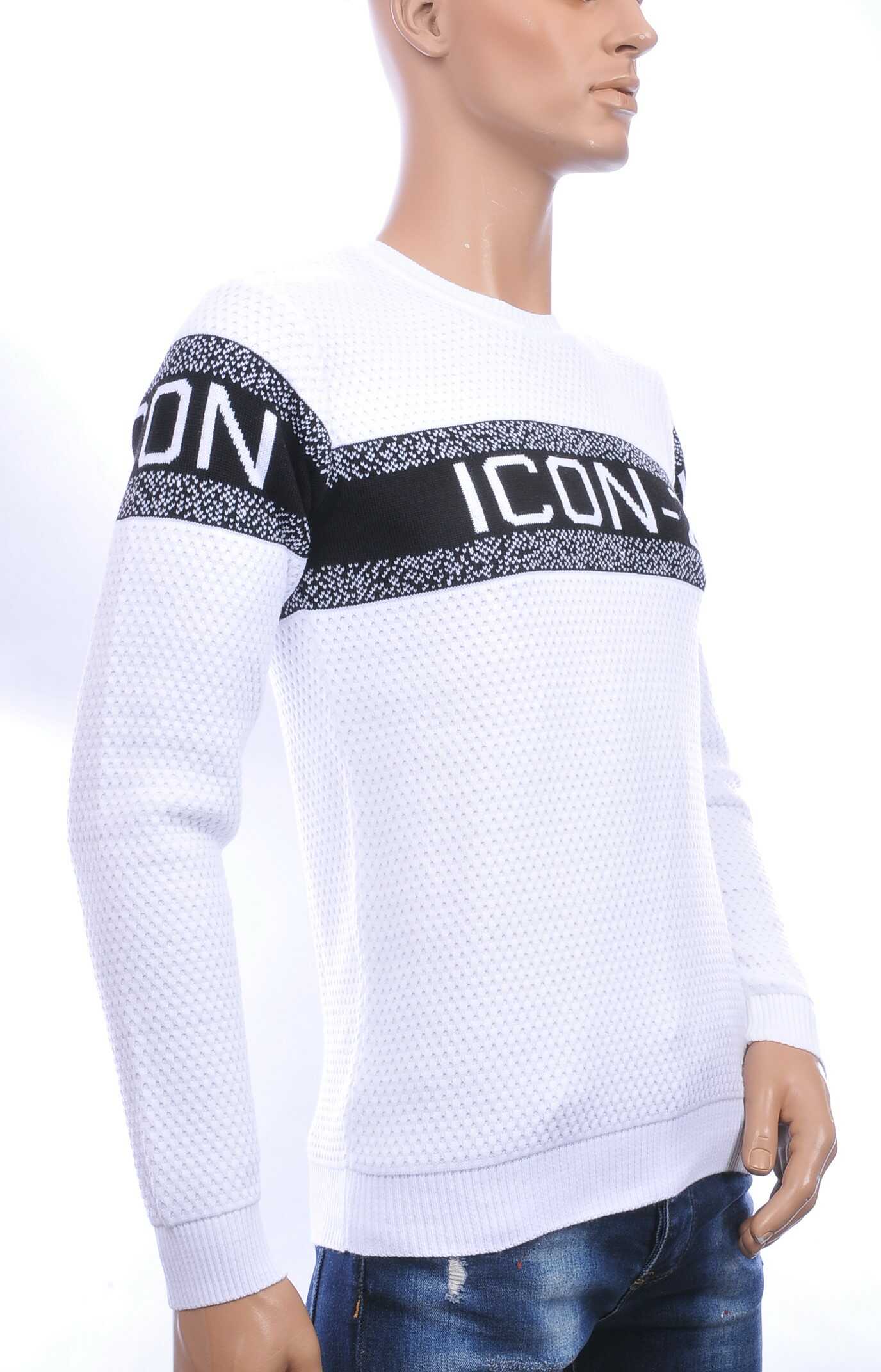 CI BORG trendy ICON 2 allover modern dessin ronde hals dunne heren trui Zwart