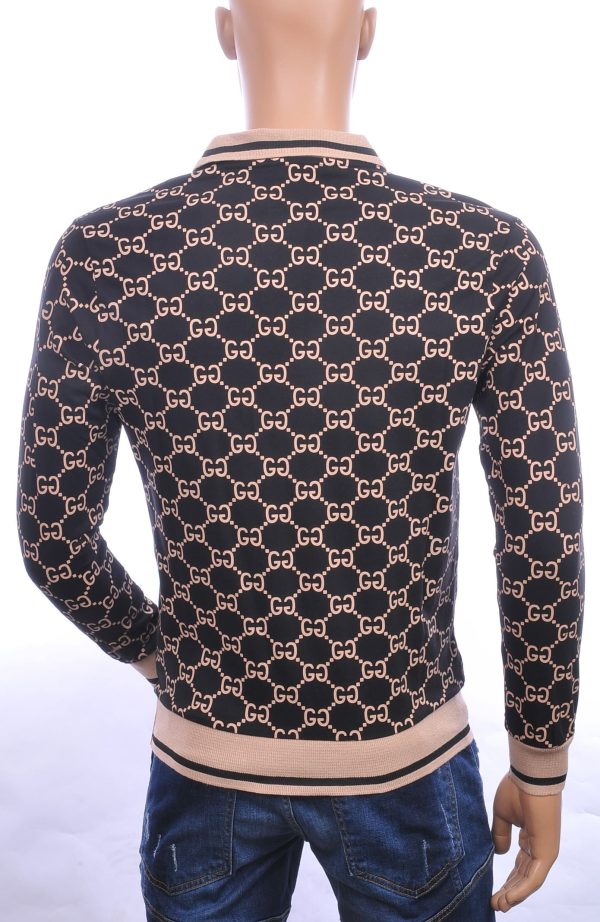 CONTOUR trendy allover modern dessin heren Polo Shirt Zwart