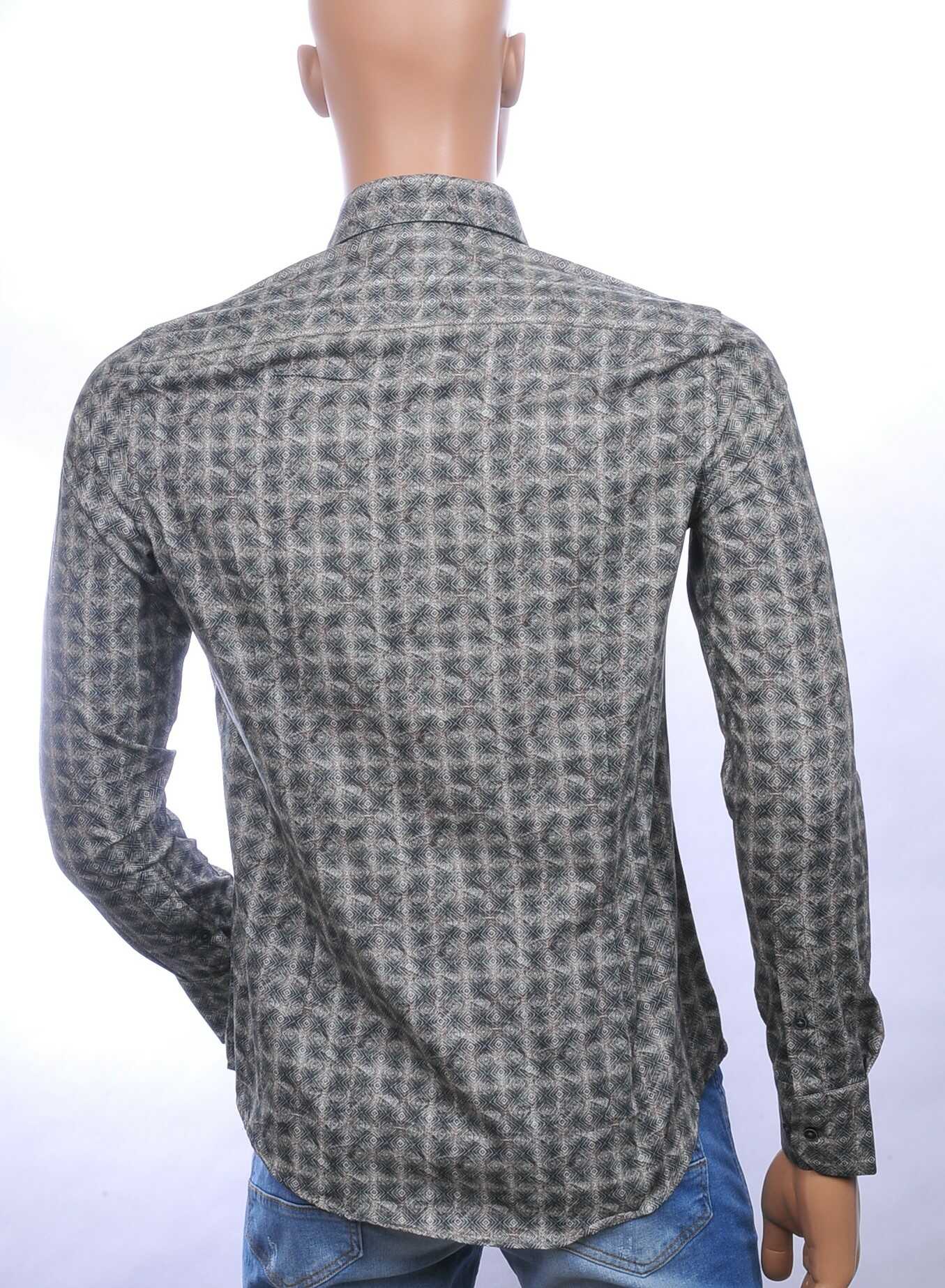 CORRINO getailleerd slim fit allover oosterse motieven dessin heren overhemd Khaki