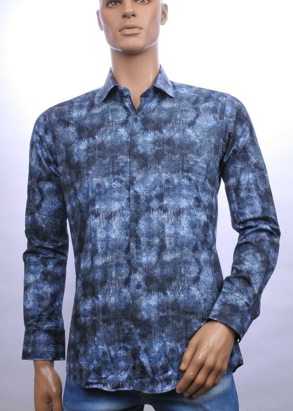 Carte Davis slim fit allover bloemen dessin heren overhemd Navy