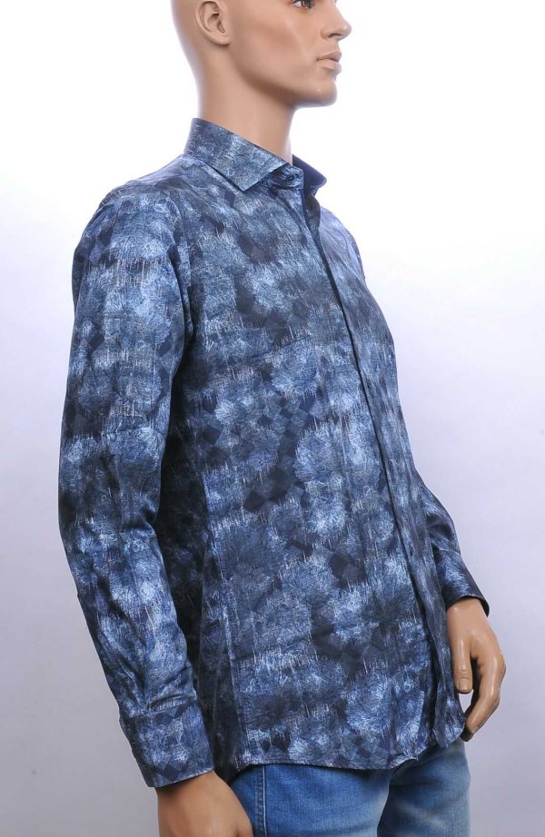 Carte Davis slim fit allover bloemen dessin heren overhemd Navy