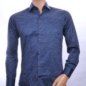 Carte Davis slim fit allover schuine strepen dessin heren overhemd Navy