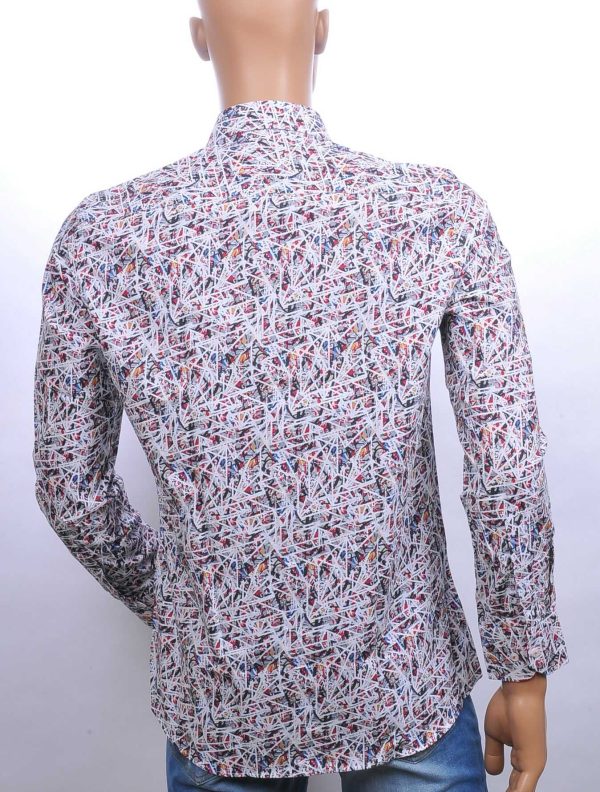 Corrino slim fit allover abstracte kunst dessin heren overhemd Wit