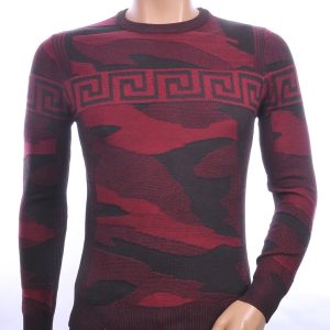 NEW DREAM trendy allover camouflage motieven ronde hals dunne heren trui Bordeaux