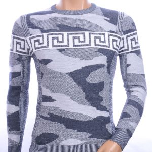 NEW DREAM trendy allover camouflage motieven ronde hals dunne heren trui Navy
