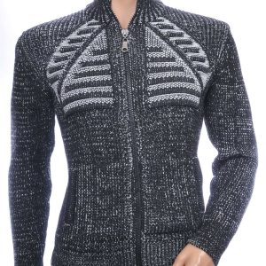 CI-BORG trendy grof gebreide heren vest Zwart