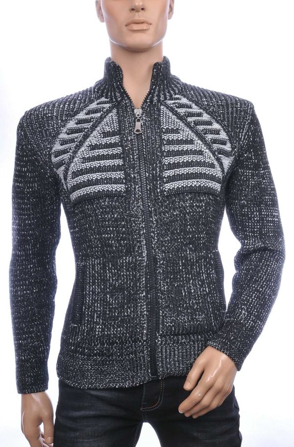 CI-BORG trendy grof gebreide heren vest Zwart